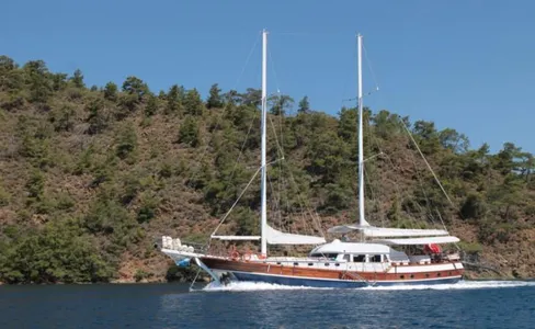 This wonderful deluxe  gulet sailing at the coasts of aegean