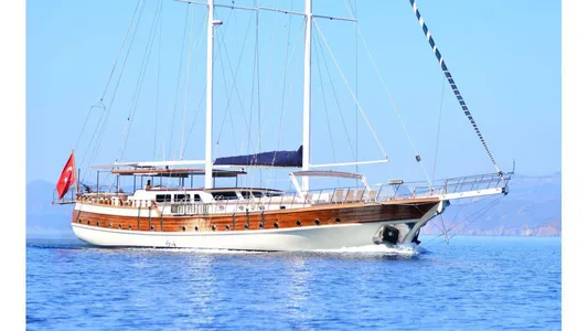 This wonderful deluxe  gulet sailing at the coasts of aegean