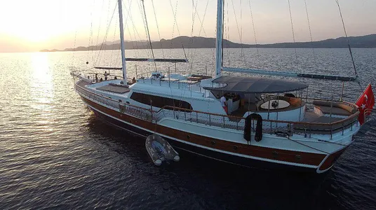 This wonderful deluxe  gulet sailing at the coasts of aegean