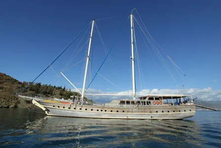 This wonderful  deluxe gulet sailing at the coasts of aegean