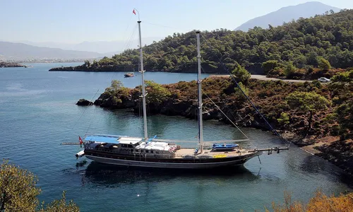 This wonderful deluxe  gulet sailing  at the coasts of aegean